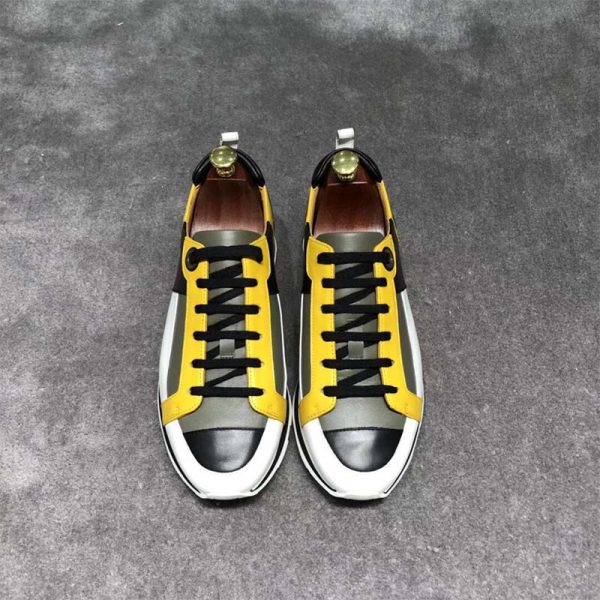 Hermes Men Rebus Sneaker Shoes Black Yellow and Khaki Insert (7)