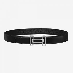 Hermes Men Rythme Belt Buckle & Reversible Leather Strap 32 mm-Silver