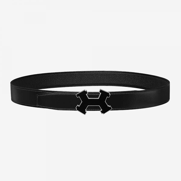 Hermes Men Street H Belt Buckle & Reversible Leather Strap 32 mm-Black