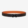Hermes Men Street H Belt Buckle & Reversible Leather Strap 32 mm-Orange