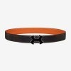 Hermes Men Street H Belt Buckle & Reversible Leather Strap 32 mm-Orange