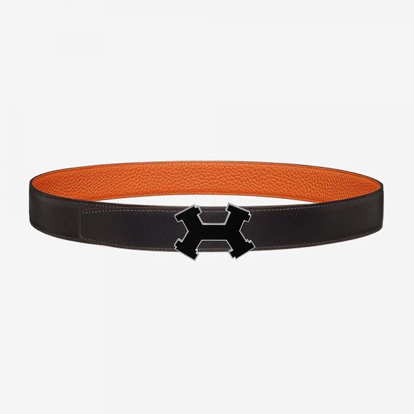 Hermes Men Street H Belt Buckle & Reversible Leather Strap 32 mm-Orange