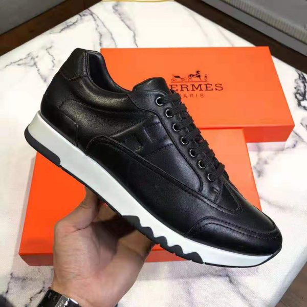 Hermes Men Trail Sneaker in Calfskin-Black (7)