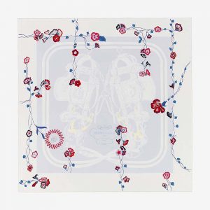 Hermes Women Brides Fleuries Scarf 90-Red