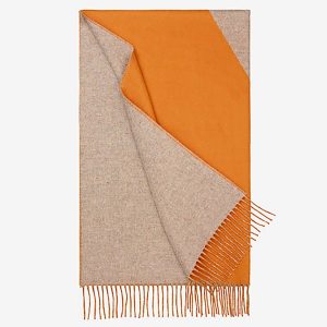 Hermes Women Casaque II Stole Double-Faced Cashmere Scarf-Orange