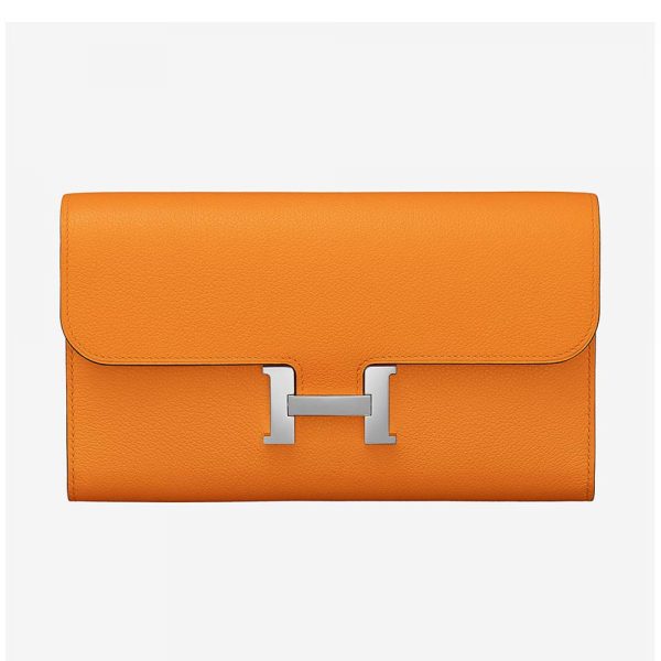 Hermes Women Constance Long Wallet in Calfskin Leather-Orange