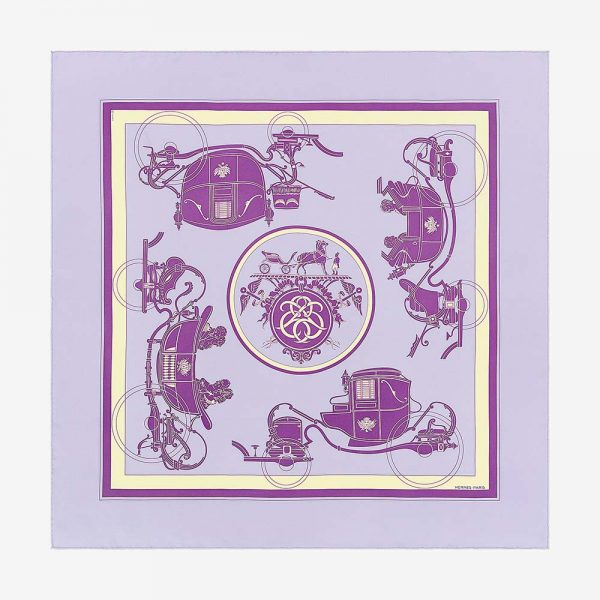 Hermes Women Ex-Libris Scarf 90-Purple