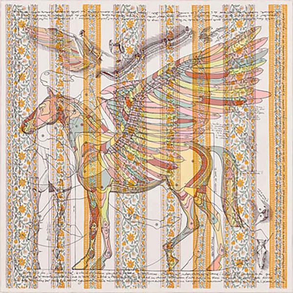 Hermes Women La Maison Des Carres Pegase Dhermes AU Bloc Scarf-Yellow