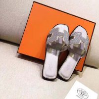 Hermes Women Oran Sandal Hermes Sandal Metallic Nappa Leather Cristal Powder