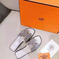 Hermes Women Oran Sandal Hermes Sandal Metallic Nappa Leather Cristal Powder