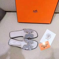 Hermes Women Oran Sandal Hermes Sandal Metallic Nappa Leather Cristal Powder