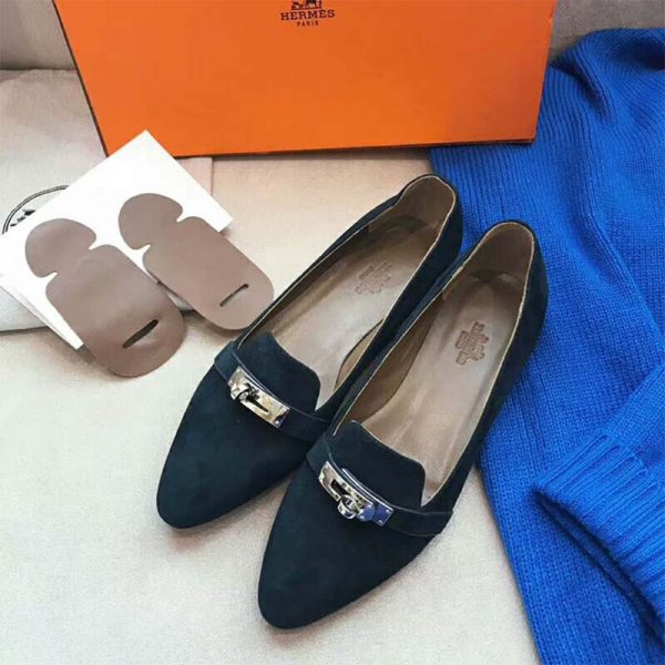 Hermes Women Pegase Ballerina in Calfskin-Navy (4)