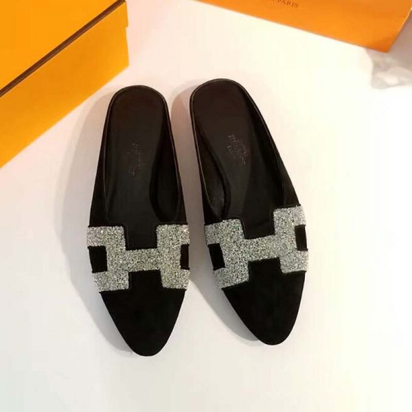 Hermes Women Roxane Mule Shoes Black (1)