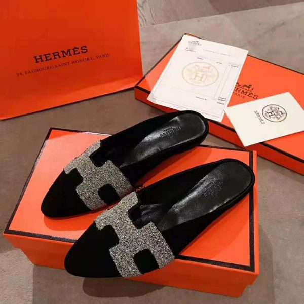Hermes Women Roxane Mule Shoes Black (12)