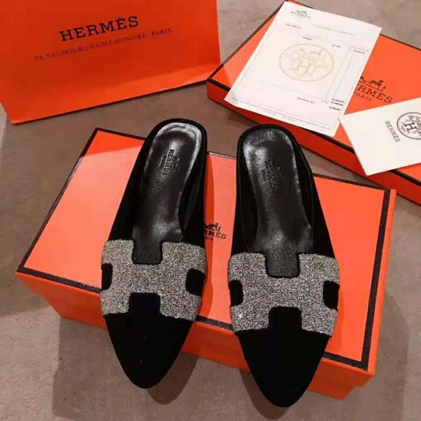 Hermes Women Roxane Mule Shoes Black (13)