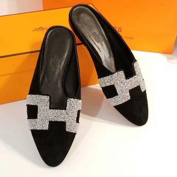 Hermes Women Roxane Mule Shoes Black (2)