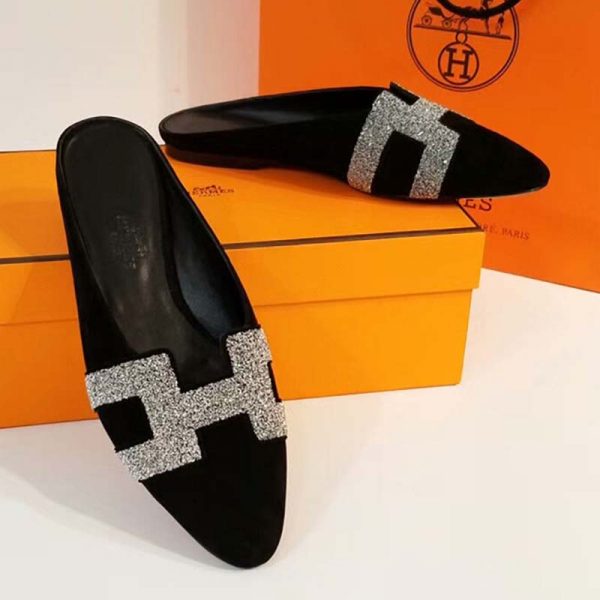 Hermes Women Roxane Mule Shoes Black (7)