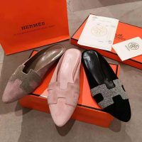 Hermes Women Roxane Mule Shoes Pink