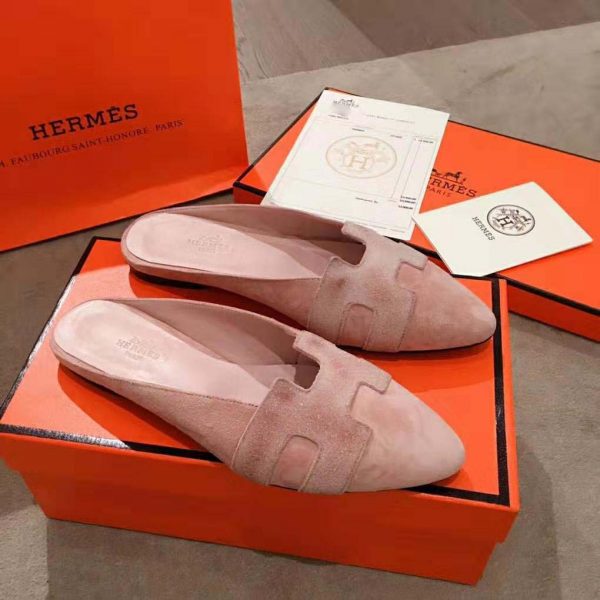 Hermes Women Roxane Mule Shoes Pink (5)
