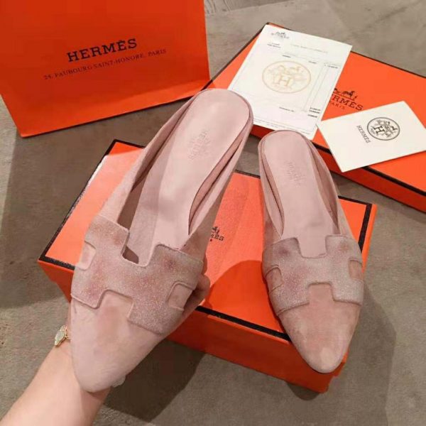 Hermes Women Roxane Mule Shoes Pink (8)
