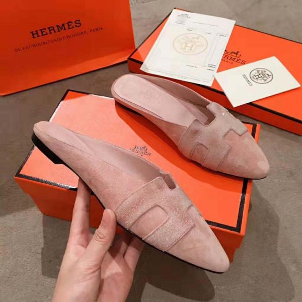 Hermes Women Roxane Mule Shoes Pink (9)