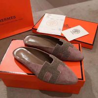 Hermes Women Roxane Mule Shoes Rose