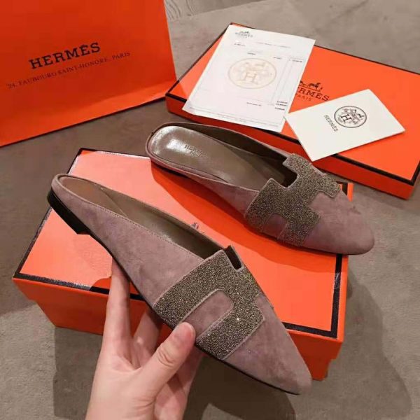 Hermes Women Roxane Mule Shoes Rose (7)