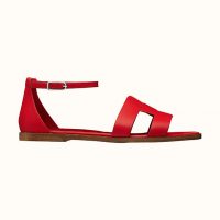 Hermes Women Santorini Sandal in Epsom Calfskin-Red