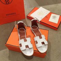 Hermes Women Santorini Sandal in Epsom Calfskin-White