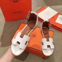 Hermes Women Santorini Sandal in Epsom Calfskin-White