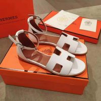 Hermes Women Santorini Sandal in Epsom Calfskin-White