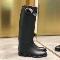 Hermes Women Shoes Jumping Boot in Box Calfskin-Black