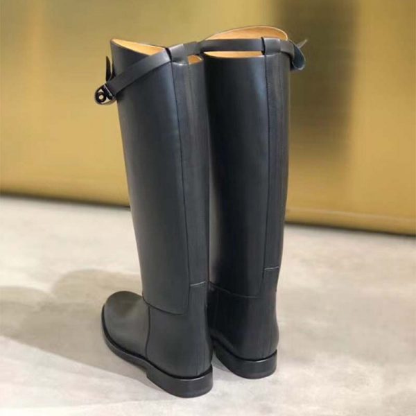 Hermes Women Shoes Jumping Boot in Box Calfskin-Black (5)