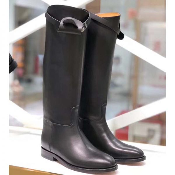 Hermes Women Shoes Jumping Boot in Box Calfskin-Black (6)