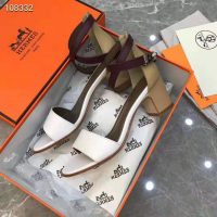 Hermes Women Shoes Manege Sandal 5.1 cm Heel-White