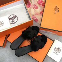 Hermes Women Shoes Oasis Sandal 50mm Heel-Black