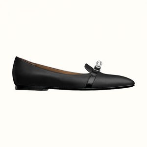 Hermes Women Shoes Pegase Ballerina in Calfskin-Black