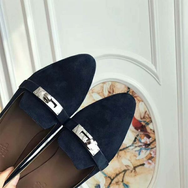 Hermes Women Shoes Pegase Ballerina in Calfskin-Navy (1)