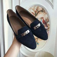 Hermes Women Shoes Pegase Ballerina in Calfskin-Navy