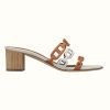 Hermes Women Tandem Sandal in Nappa Leather 5.1cm Heel-Brown