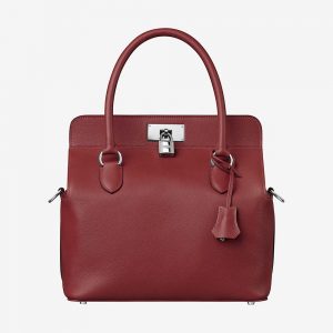 Hermes Women Toolbox 26 Bag in Calfskin Leather-Maroon