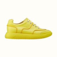 Hermes Women Turn Sneaker in Calfskin Saddle Stitch Detail-Yellow