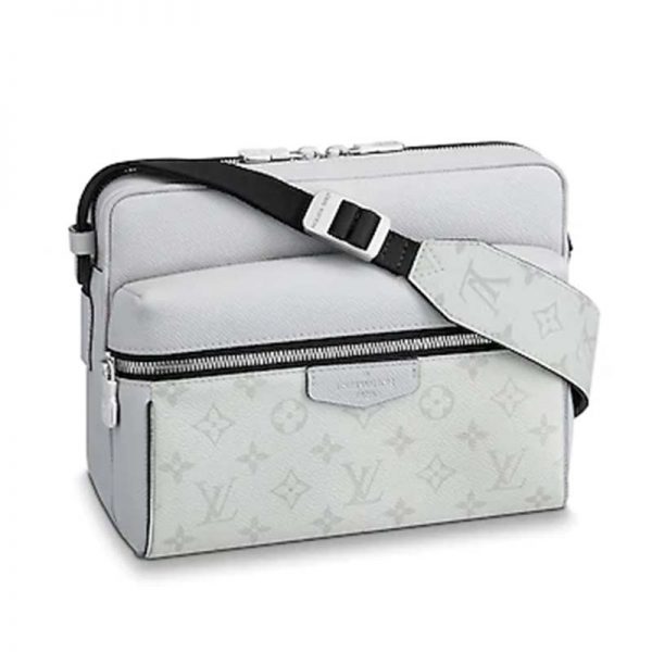 Louis Vuitton LV Unisex Outdoor Messenger Taiga Leather Monogram Canvas-Grey