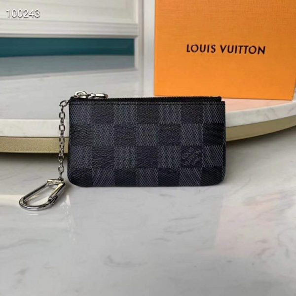 Louis Vuitton LV Unisex Pochette Clé Key Pouch Damier Graphite Canvas (2)