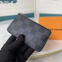 Louis Vuitton LV Unisex Pochette Clé Key Pouch Damier Graphite Canvas