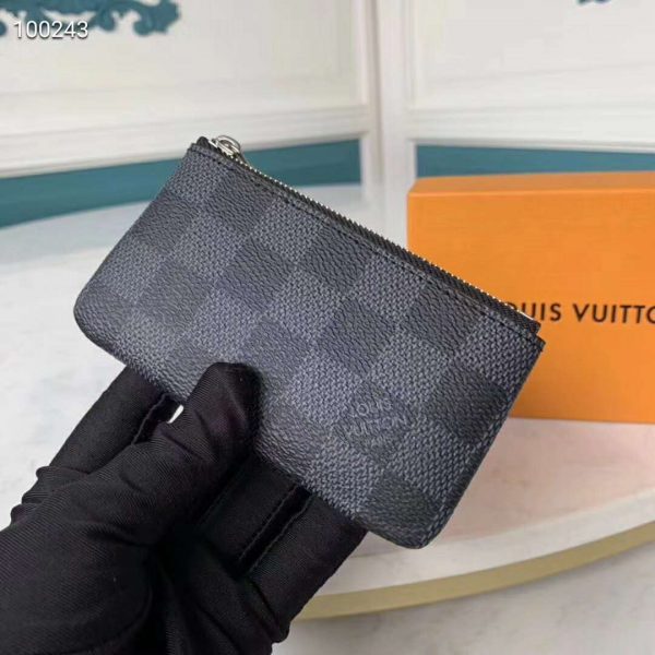 Louis Vuitton LV Unisex Pochette Clé Key Pouch Damier Graphite Canvas (4)