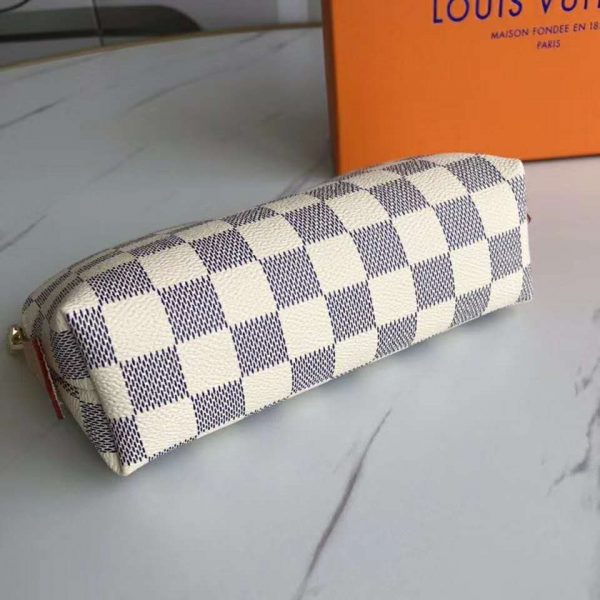 Louis Vuitton LV Women Cosmetic Pouch Damier Azur Canvas-Grey (4)