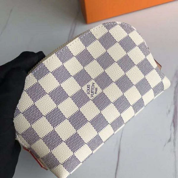 Louis Vuitton LV Women Cosmetic Pouch Damier Azur Canvas-Grey (6)