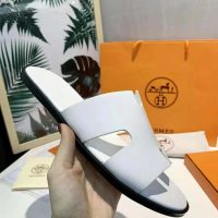 Hermes Men Izmir Sandal in Calfskin with Iconic “H”-White