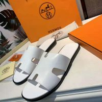 Hermes Men Izmir Sandal in Calfskin with Iconic “H”-White